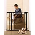 Babelio Clear Baby Gate, 29"-40" Door for doorways, Auto Close for Dog/Pet, Modern Acrylic, Elegance Meet Safety, Pressure Mounted for Child, Black