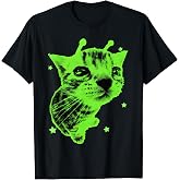 Alien Cat Meme Retro Silly Cat Y2K Vintage Space Kitty Funny T-Shirt