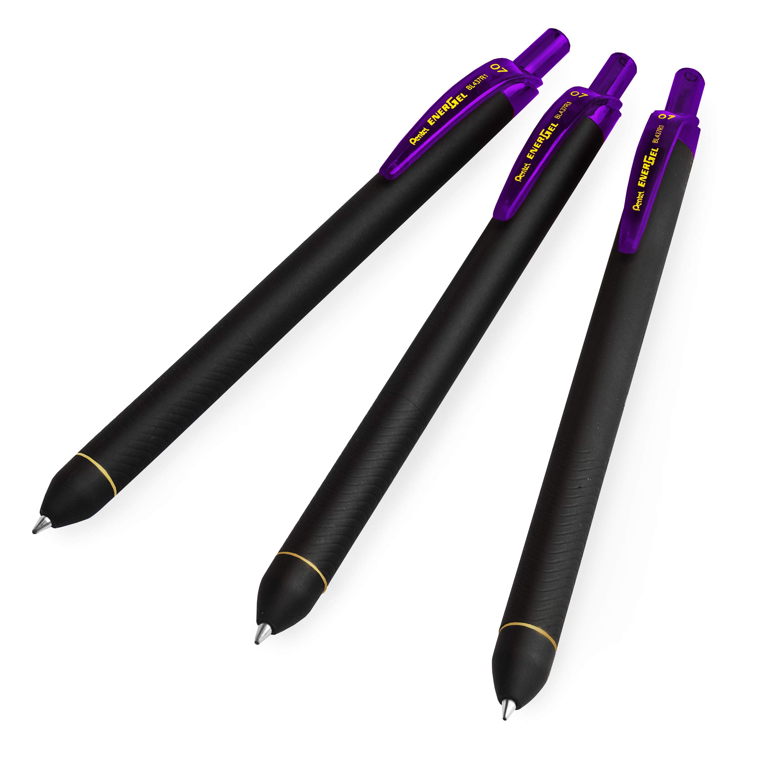 Pentel Energel BL437R1 Retractable Gel Ink Rollerball Pen - 0.7mm Nib - Violet - Pack of 3