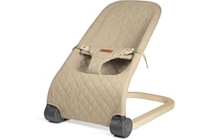 Jimglo Baby Bouncer, Portable Infant Bouncer Seat for Babies, Newborn Bouncy with Cotton, Foldable, Sand Gray