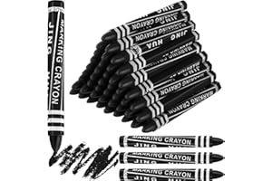 MotiMind 60 Pcs Industrial Lumber Crayons Bulk Wax Tire Marker Construction Marker for Craft Detailed Marking on Lumber Metal Carton Ceramics Concrete Glass Plastic 4.45" x 0.43" (Black)