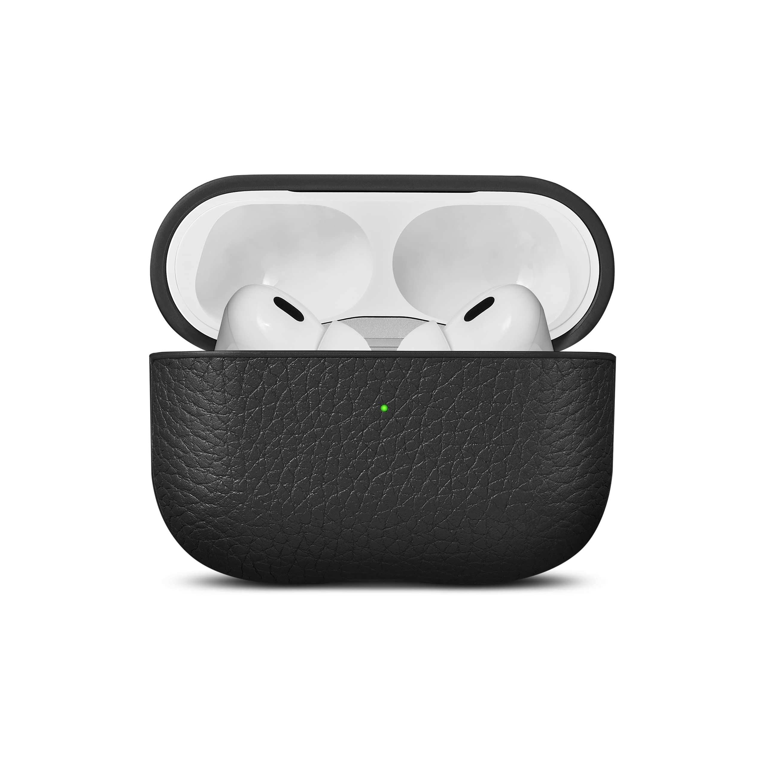 WOOLNUT Leather Case Cover for AirPods Pro 2nd Gen - Black, Full-grain Scandinavian Leather, Compatible with wireless charging, Leather AirPods Pro 2 Case Cover