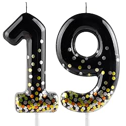 Hongplus Black Gold Confetti Number 19 Birthday