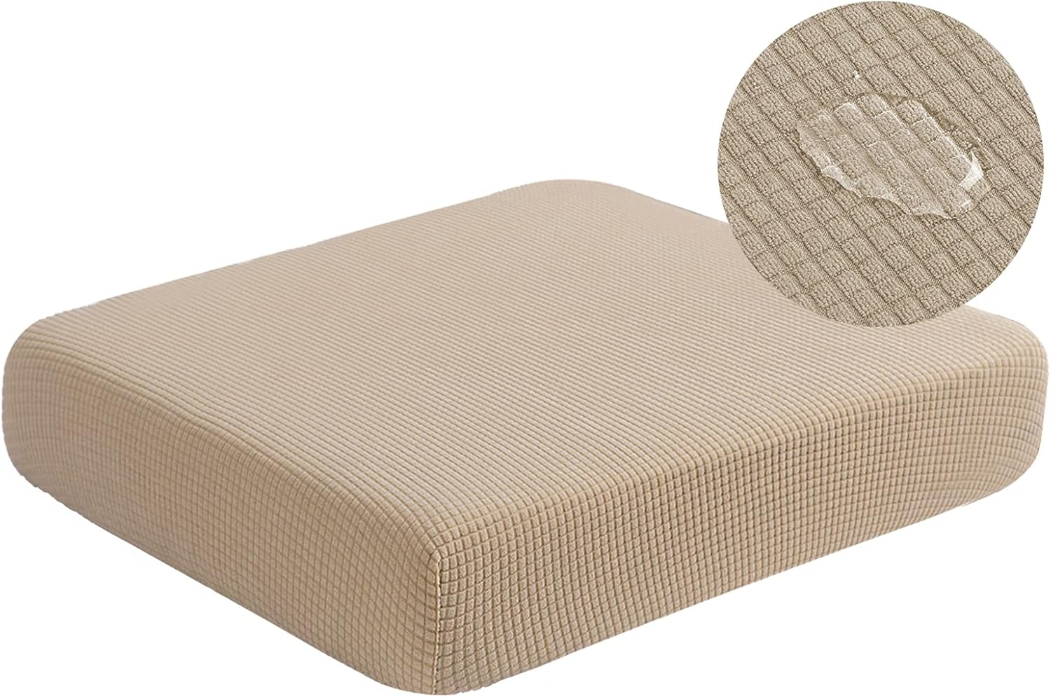 Slipcovers - NC HOME Water Repellent Sofa Seat Cushion Covers Stretch Couch Cover for Camper, Settee Cover Furniture Protector for Pets (Chair Cushion, Sand)