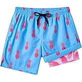 westwolf Men Swim Trunks 5.5 Inch Board Shorts 2 in 1 Swimwear with Compression Liner