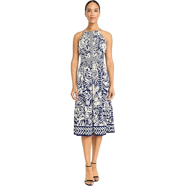 London Times Women's Dresses Women's Sleeveless Empire Waist V-Neck Maxi -  Casual Floor Length Wedding Guest Dress, Soft White/Navy, 2 at Amazon  Women's Clothing store