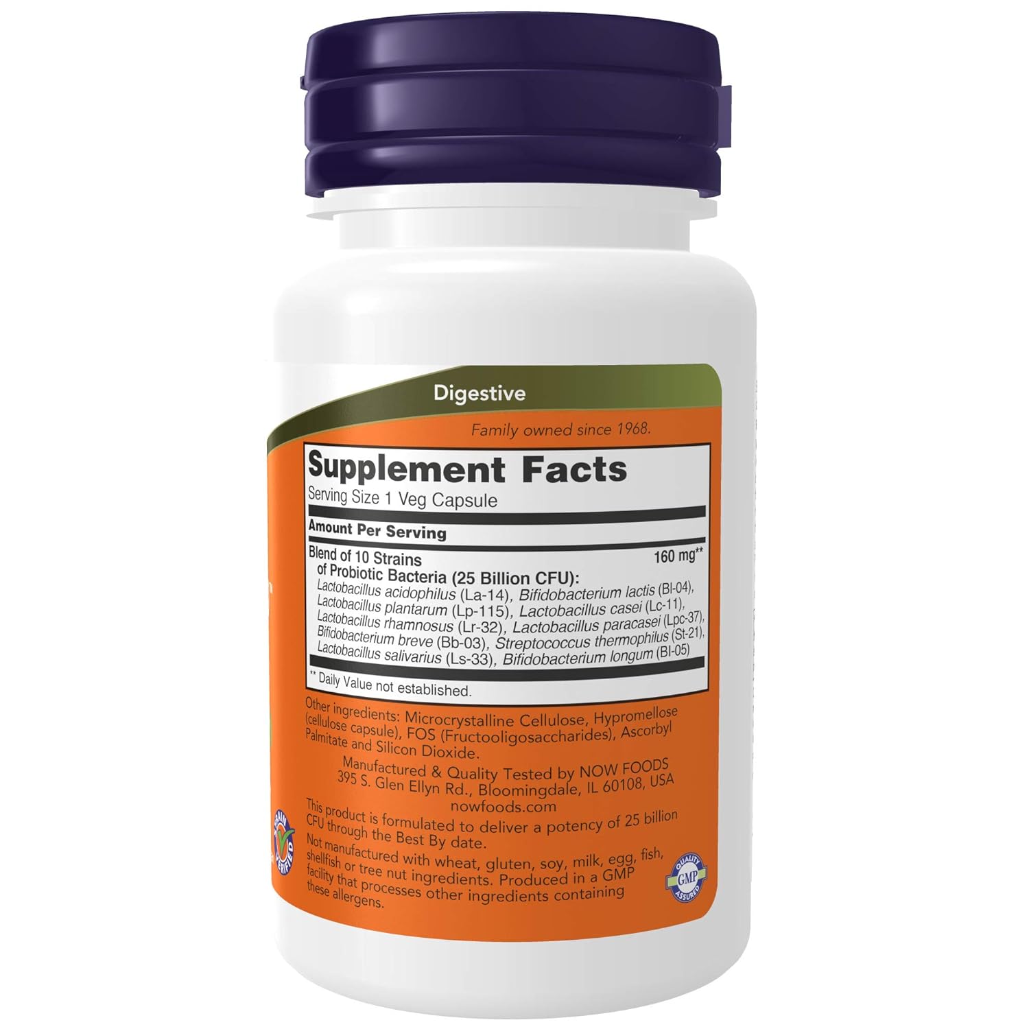 NOW Supplements, Probiotic-10, 25 Billion, with 10 Probiotic Strains, Strain Verified, 50 Veg Capsules: Health & Personal Care