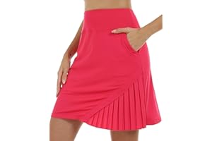 MoFiz Women's Knee Length Golf Skorts Athletic Skirts Summer Casual Active Workout Tennis Skirt with Shorts Sports Pockets