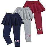 Aura Vane 3 Pack Girls Leggings Kids Clothes Toddler Girls Sweatpants Ruffle Skirt Pants Leggings with Skirt 3-7 Years