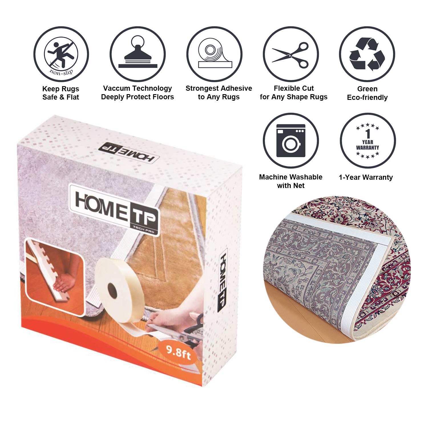 Home Techpro Area Rug Gripper for Hardwood Floors New Materials to Anti