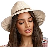 FURTALK Sun Hats for Women Summer Wide Brim UV UPF 50+ Panama Fedora Foldable Packable Straw Beach Hat