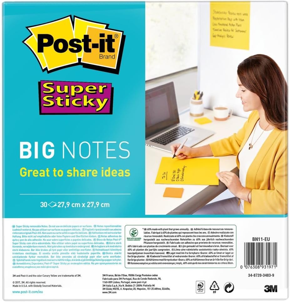 Postit Super Sticky Big Notes BN11EU Self Adhesive Extra Large
