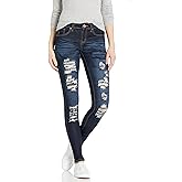 Jack David Womens Distressed Denim Jeans Ripped Blue Skinny Destroy Stretch Jean Pants (15, Jack David JD-R65B- Blue)