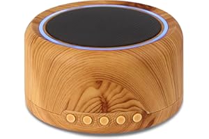 LULIA White Noise Machine with 30 Soothing Sounds, 6 Color Breathing Night Lights,Sleep Sound Machine for Baby Kids Adults, Time & Memory Function, Portable Sound Machine, Rechargeable Battery,Wood Grain