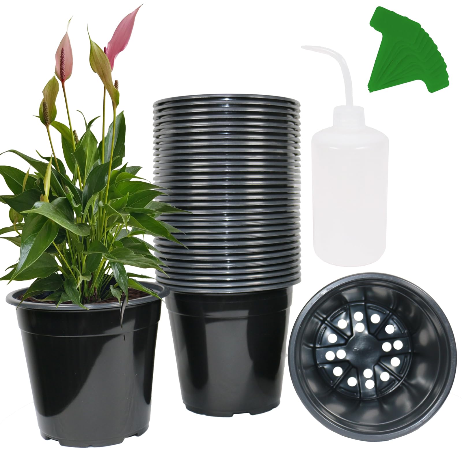 Photo 1 of Niiiice 32-Pack 1.5 Gallon Nursery Pots, Thickened Soft Seed Starting Container for Indoor Outdoor Plants,Seedlings, Vegetables, Succulents and Cuttings (Black)