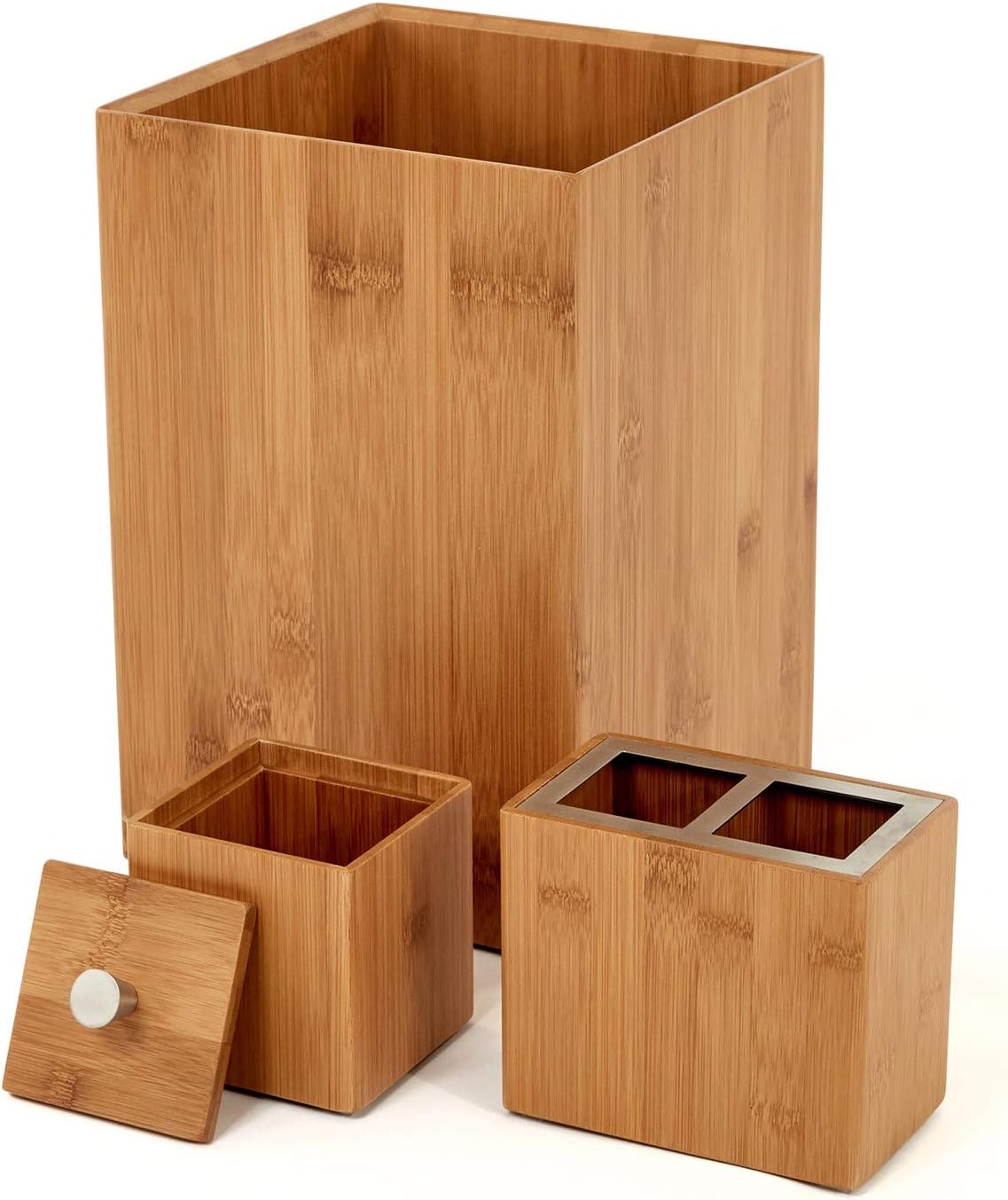 Seville Classics 5-Piece Bamboo Bath and Vanity Luxury Bathroom Essentials Accessory Set: Home & Kitchen