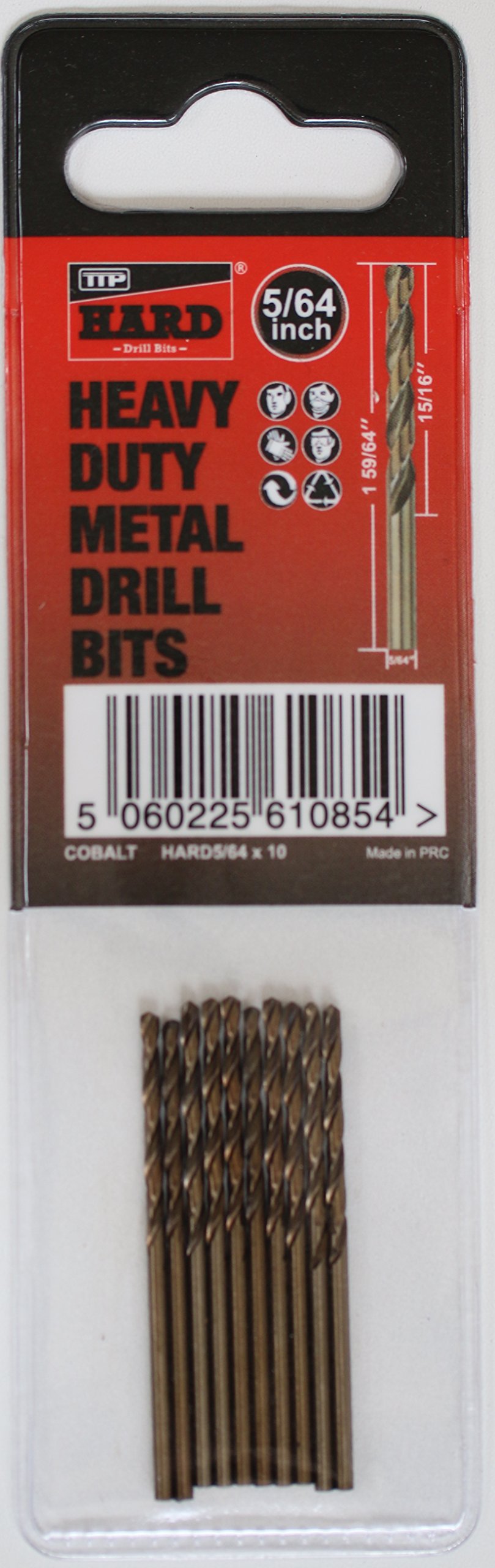 TTP HARDDrills 5/64 Drill bit - Cobalt Hardened bits for Drilling Hard Steel & Stainless, Heavy Duty Universal Drills for Cutting Tough Metal, Professional jobber Industrial Drill bits