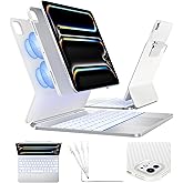 typecase Edge+ Keyboard Case for iPad Pro 13-inch (M5/M4, 2025/2024), Silver Keyboard with 11-Color Backlight, Multi-Mode, Removable Carbon Fiber Back Case, Magnetic Floating Stand, Larger Trackpad
