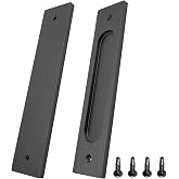 suiwotin 7 Inch Flush Pull, Recessed Barn Door Handle, Matte Black | 2pcs, Rectangular Cabinet Handles, Sliding Closet Finger Pull, for Pocket Door