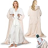 FULOG Electric Wearable Blanket with Foot Pocket, Heated Throw Blankets for Women, Snuggle Shawl Wraps with Sleeves