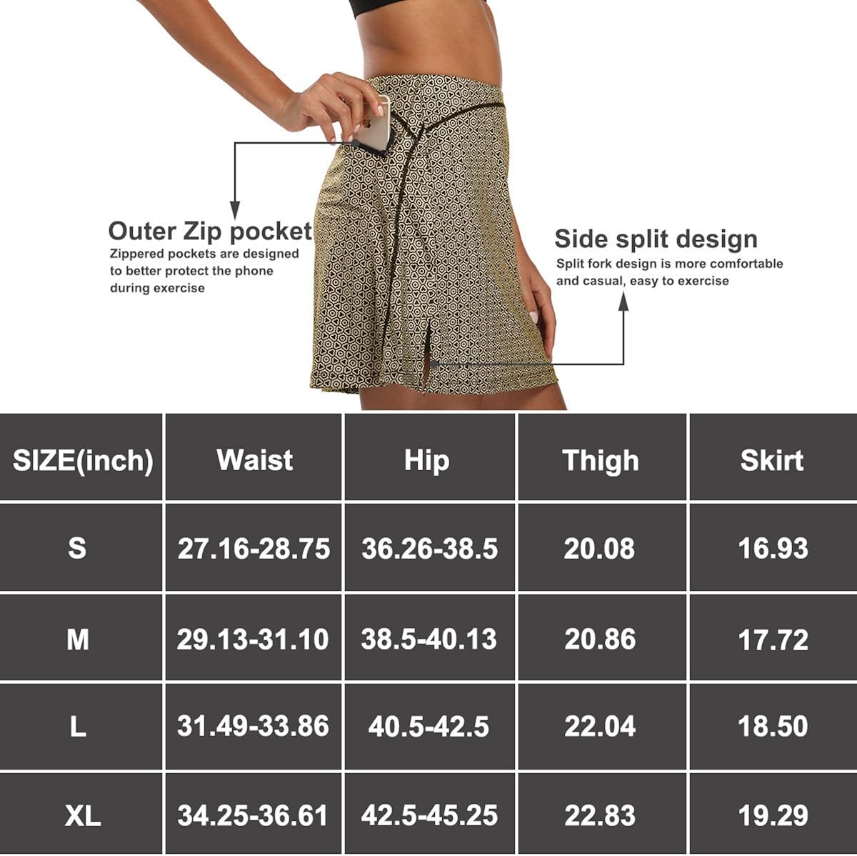 Ibeauti Women Active Skirt Stretchy Quick Dry Athletic Skort with Pocket for Golf Tennis at  Women’s Clothing store