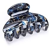 Prettyou Handmade Celluloid Acetate French Design Barrettes Tortoise Shell Claws Hair Claw Luxury Fashion Accessories Hair Clip for Women (Blue)