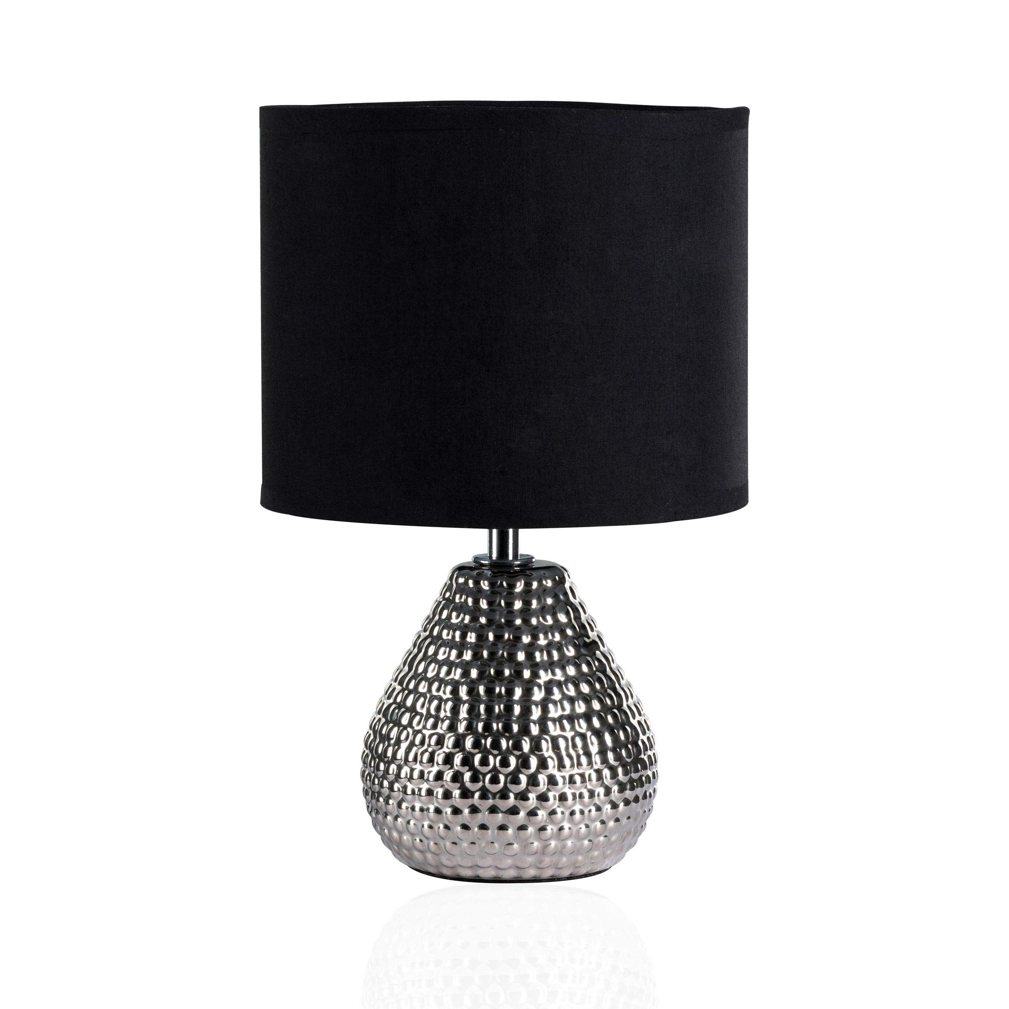 Pauleen 48018 Sip of Silver Table luminaire max. 20W for E14 Lamps Bedside Table luminaire Silver Black 230V Ceramic/Fabric Without lamp