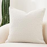 DOMVITUS Luxury Decorative Throw Pillow Cover 18 x 18 Inch Textured Boucle Square Sofa Couch Pillow for Living Room Woven Accent Cushion Case, 1PC, Ivory