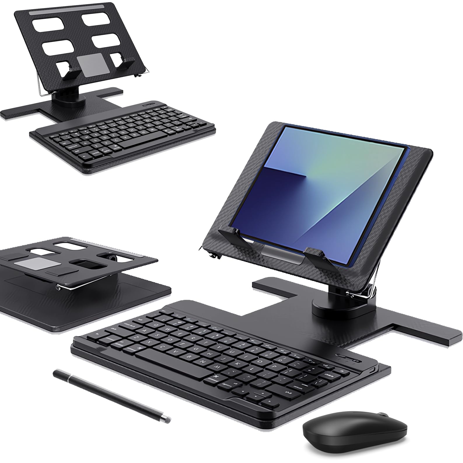 Photo 1 of Desk Stand and Bluetooth Keyboard Combo for Samsung Galaxy Z Fold 7/6/5, 4 in 1 Set Include Mouse Pen, Adjustable Foldable Tablet Stand Holder Fits for 4.7"-13" Smartphones iPad Tablet