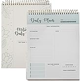 Spiral Daily Planner Agenda Notepad -100 Undated Tear-Off Sheets -Desk Notepad, Motivational Calendar, Organizer, Productivity Tracker, Organizing Goals, Task Planner, Ideas, Notes, to Do List 8.5x11