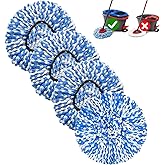 4 Pack Mop Replace Heads Compatible for OCeda, Spin Mop Refill Head Replacement for RinseClean 2-Tank System - Fluffy Microfiber, Machine Washable and Easy to Replace