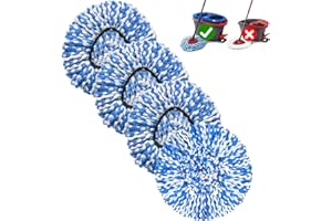 FOOKCIAN 4 Pack Mop Replace Heads Compatible for OCeda, Spin Mop Refill Head Replacement for RinseClean 2-Tank System - Fluffy Microfiber, Machine Washable and Easy to Replace
