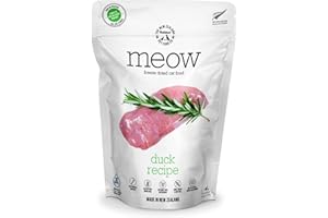 The New Zealand Natural Pet Food Co. Meow Freeze Dried Cat Food - Duck Recipe, High Protein, Use as a Complete Diet, Topper, Mixer, or as Cat Treats, All Life Stages, 9.9 oz
