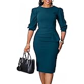 ZVO Midi Dress for Women Pencil Dress Fashion Work Dress Elegant Church Dress High Waist Outfits