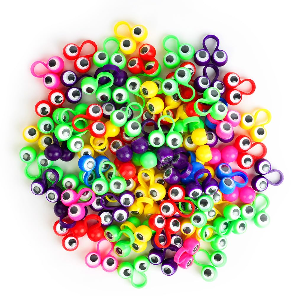 Aolso 90 PCs Googly Eye Finger Puppets, Googly Eyeball Ring, Funny Finger Toys for Toddlers Halloween Party Favor-Large (Random Color)