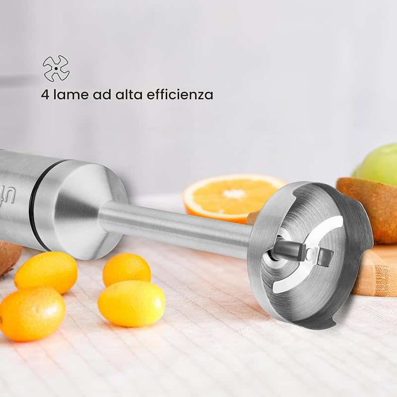Galaxy Max Frullatore a Immersione, Potenza 1500 W, Controllo a 24 velocità + TURBO, 4 Lame ad Alta Efficienza, Design Ergonomico e Anti-schizzi, Accessori Inclusi, Senza BPA