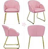 Yaheetech PU Leather Tub Chair Vanity Chair Pink with Golden Metal Legs view 6