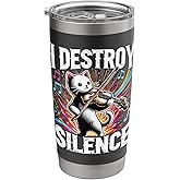 Funny I destroy silence Orchestra Violin Cat Playing Viola Stainless Steel Insulated Tumbler