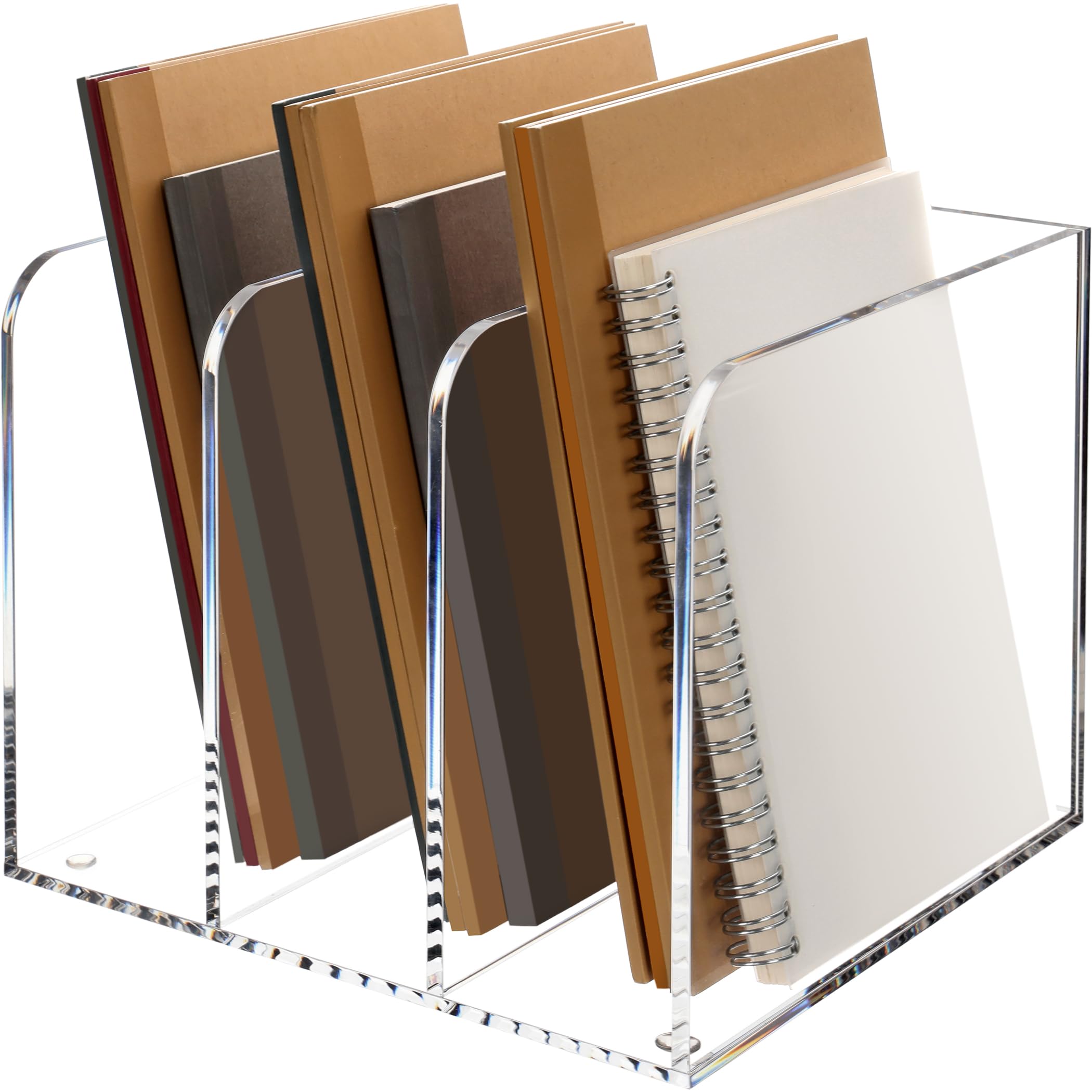 Photo 1 of Magazine Holder, Clear Acrylic Magazine Rack, File Organizer for Office Desk, Book Organizer,-One-Piece-3 Vertical spaces,1 pack (B5)……