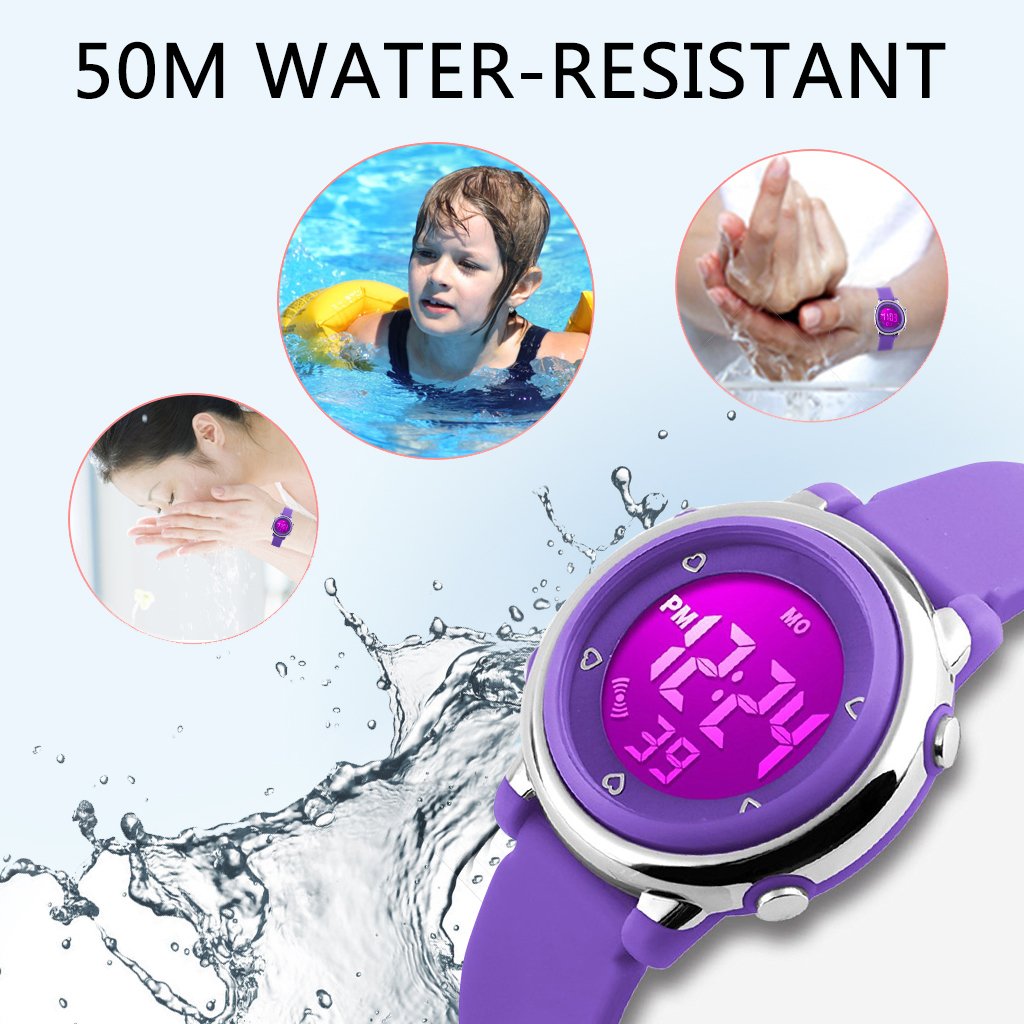 My-Watch Girls Digital Watch Sport Waterproof Kids Outdoor Stopwatch LED Luminescent Wrist Watches