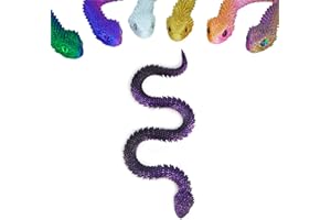 Nemoro 3D Printed Articulated Snake – 29.5'' Crystal-Like Movable Snake– Realistic Slithering Design, Collectible Articulated Model (Black Purple)