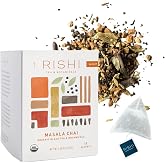 Rishi Tea Masala Chai Organic Black Sachet Tea Bags, Caffeinated, 15ct | Spiced Assam Black Tea with Whole Spices, Energizing and Warming, Sustainable, 15 Servings