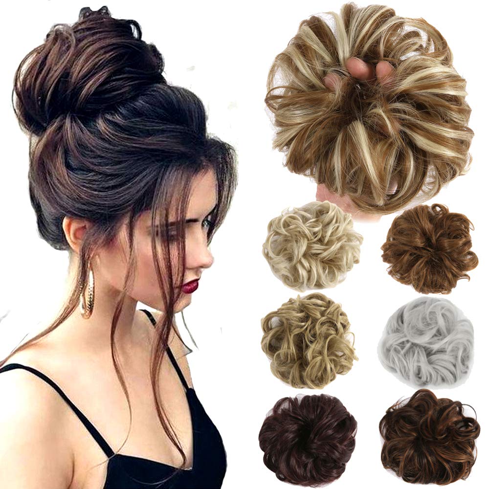 Lelinta Hair Bun Extensions Wavy Curly Messy Hair Extensions Donut