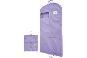 Premium Waterproof Hanging Garment Bag - 52 inch Clothes Bag with Gusset, 4 Pockets & Side Zip for Dance Costumes, Skating, T