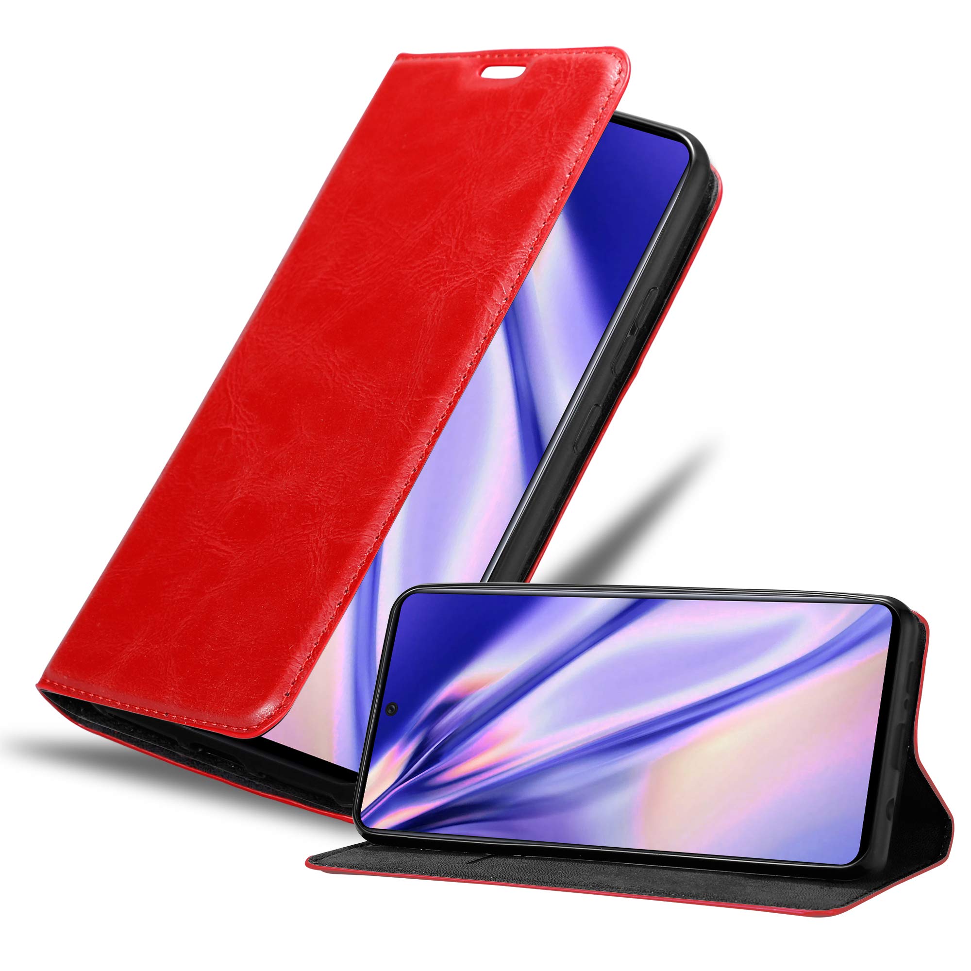 cadorabo Book Case works with Samsung Galaxy A71 5G in APPLE RED - with Magnetic Closure, Stand Function and Card Slot - Wallet Etui Cover Pouch PU Leather Flip