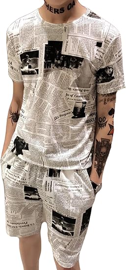 Amazon ニカ メンズ スウェット メンズ Tシャツ 上下セット 夏 パンツ 薄手 無地 カジュアル おしゃれ パンツ 5分丈 セット服 メンズおしゃれ 短パン Tシャツ Tシャツ カットソー 通販