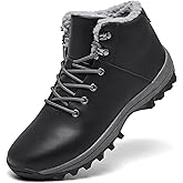 UNTMENU Mens Winter Warm Snow Boots Fur Lined Water Resistant Non-Slip Insulated Waterprof Winter Hiking Wrok Shoes