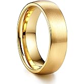 ORAZIO Stainless Steel Wedding Rings for Men Women 6mm 8mm Mens Wedding Band Sliver/Black/Gold Plated Brushed Matte Finish Surface High Polish Edge Mens Rings Engagement Promise Ring Comfort Fit 6-14