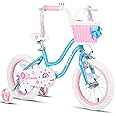 Glerc Daisy Girls Bike for Ages 2-7 Years Old Kids, 12 14 16 Inch Bicycle Princess Style for Toddler and Child with Training Wheels & Basket & Streamers, Multiple Colors