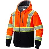 ProtectX Hi Vis Safety Hoodie for Men Women Fleece Lined Class 3 High Visibility Sweatshirt Reflective Jacket